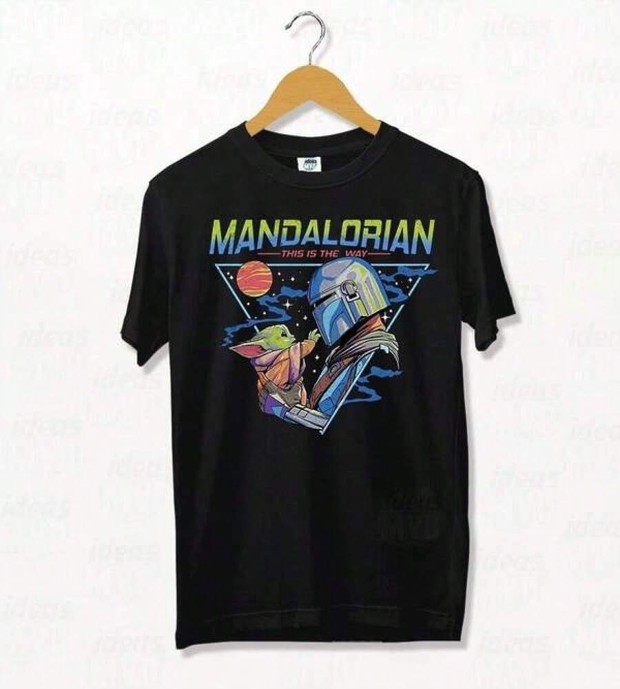 Easter Women's Summer Casual T-Shirt Remera Mandalorian Baby (Negra),Men's T-Shirt, Comfortable Short Sleeve Round Neck T-Shirt, Casual Outdoor Men's Short Sleeve Top, Summer,All Sizes Available,Family Matching Outfits Suitable For Outdoor Casual Wear In Summer - Black - View 1