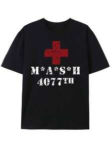 Men's T-Shirt With Letter Print Mash 4077 - 黑色 - 查看 11