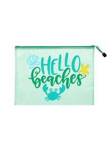 Bolsa de Praia Fashionable e à Prova d'Água em Tela Colorida, Bolsa de Maquiagem com Estampa Colorida "Beach", Tema de Praia com Padrão de Caranguejo e Concha. Bolsa de Maquiagem Transparente de Grande Capacidade, Bolsa de Lavagem com Zíper de Náilon - Leve, Pode Armazenar Protetor Solar, Lanches, Biquínis e Itens Essenciais de Praia. Armazenamento para Primavera e Verão - Multicolorido - Visão 17