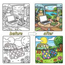 1 Spring Camping Themed Coloring Book, 24 Single-Sided Pages, Featuring Adorable Camping Scenes, Outdoor Adventure, Suitable For Beginners, Nature, Relieve Stress, Enjoy Spring Life, Spring Activities, Camping Enthusiasts, Nature Lovers, Road Trip - Single Piece - View 4