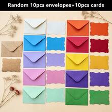 10/20 piezas Mini sobres de estilo occidental coloridos y 10 piezas Tarjetas de felicitación con borde ondulado de color aleatorio. Incluye tarjetas en blanco de alta calidad y sobres autoadhesivos, sobres pequeños para postales, tarjetas de regalo de color mixto retro, adecuado para bodas, cumpleaños y otras ocasiones - sobre pequeño - Ver 32