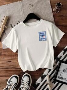 Gift [New Products Arrive In Great Style] Women's Casual Short Sleeve Crew Neck T-Shirt With Lemon Print, Unisex Summer Outing T-Shirts, Soft - 白色 2 - 查看 6
