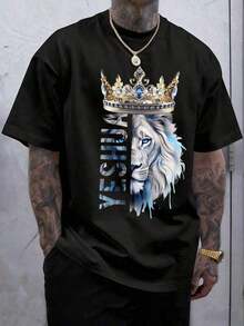 Men's Casual Short-Sleeved Summer T-Shirt With A Round Neck And Fashionable Print, Machine Washable, Comfortable Outdoor Casual Wear, Machine Washable Shirt - 綠色 - 查看 6