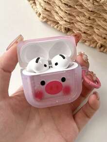 Ốp tai nghe hình heo hồng dễ thương Kawaii, vỏ bảo vệ tai nghe hoạt hình màu hồng xinh xắn kèm móc khóa màu hồng, ốp bảo vệ TPU trong suốt tương thích với 1/2/3/4/Pro/Pro 2/Pro 3, chống sốc và chống trầy xước. - Hồng - Xem 1