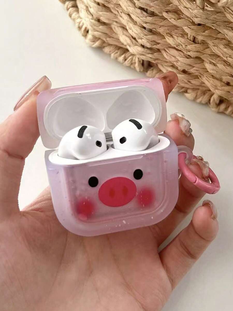Ốp tai nghe hình heo hồng dễ thương Kawaii, vỏ bảo vệ tai nghe hoạt hình màu hồng xinh xắn kèm móc khóa màu hồng, ốp bảo vệ TPU trong suốt tương thích với 1/2/3/4/Pro/Pro 2/Pro 3, chống sốc và chống trầy xước. - Hồng - Xem 1
