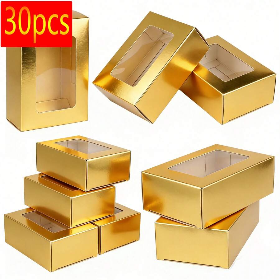 10/30pcs Essential Oil Window Gift Box Set (Multiple Colors Optional) | Mini Kraft Paper Gift Packaging Box Suitable For Valentine'S Day/Mother'S Day/Christmas/Birthday Party Small Gift Packaging Retro Handmade Gift Box Versatile Light - Multicolor - View 1