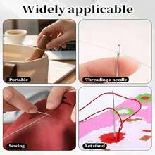 12Pcs Stainless Steel Easy To Thread Side Hole Sewing Needles, Handmade Sewing Needles For Elderly, DIY Home Craft Products - Multicolor - View 8