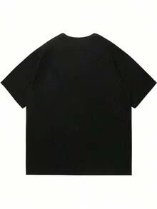 Men's 100% Cotton Shirt With A Round Neck And Short Sleeves. Casual Style With Modern And Comfortable Prints. Suitable For Men And Women, Couples, And Couples. Short-Sleeved Shirt With A  Print. - 黑色 - 查看 3