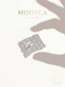 1 pieza Anillo de plata de ley 925 con diseño de cruz único, adecuado para combinar con atuendos creativos, estilismo artístico y eventos con temas DIY - Cruce creativo - Ver 1