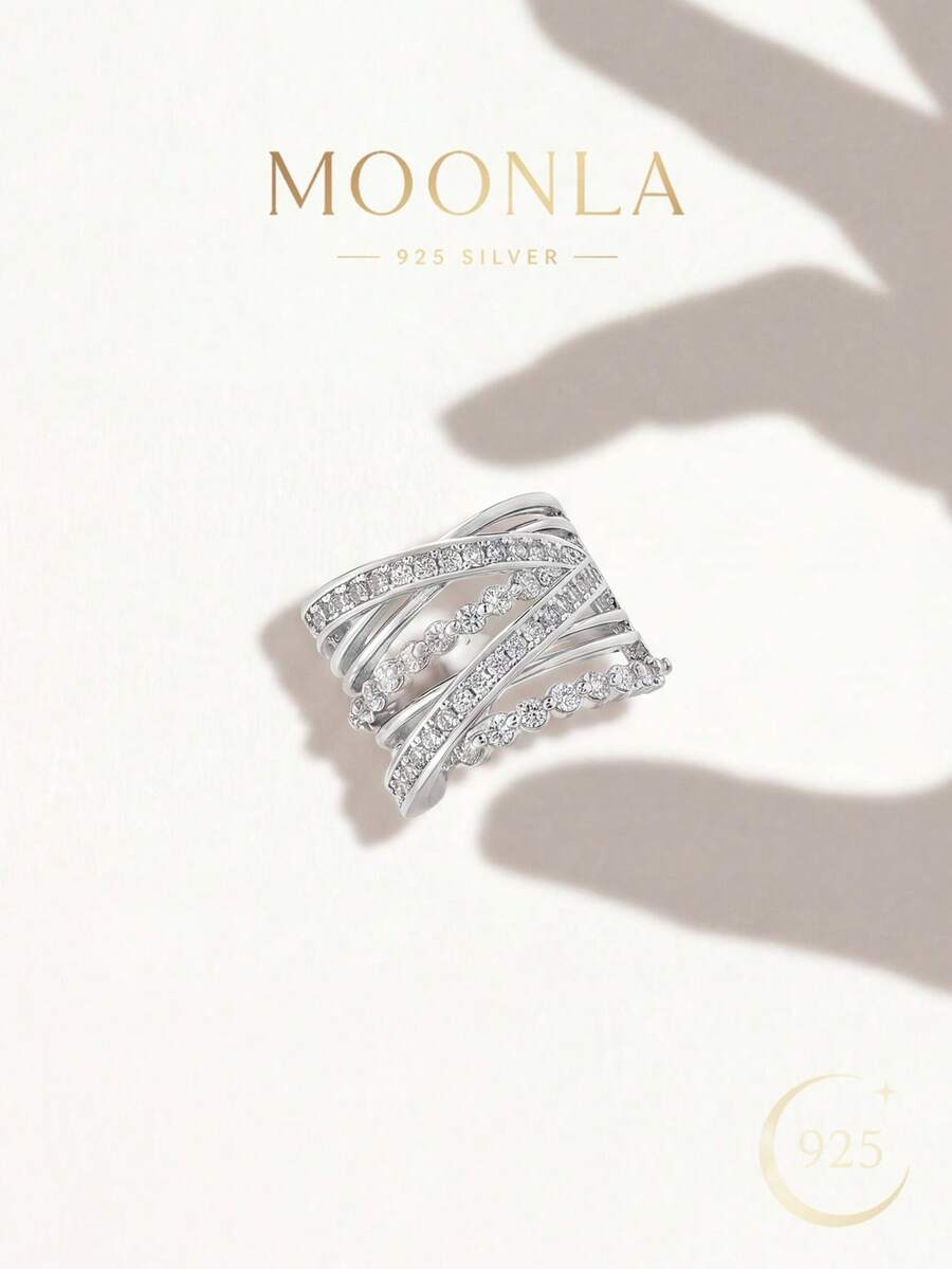 1 pieza Anillo de plata de ley 925 con diseño de cruz único, adecuado para combinar con atuendos creativos, estilismo artístico y eventos con temas DIY - Cruce creativo - Ver 1