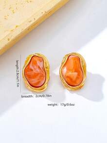 1 Đôi bông tai mặt dây chuyền ngọc trai cổ điển không đều, kiểu dáng thanh lịch dành cho nữ. - trái cam - Xem 7