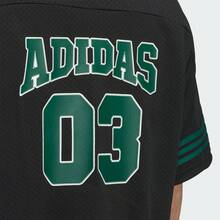 ADIDAS ORIGINALS Men Women Unisex Oversized Mesh Jersey T-Shirt, V-Neck Short Sleeve Tee With Big Trefoil Logo, Number & 3-Stripes Detail For Casual Streetwear And Sports Style - 黑色 - 查看 6