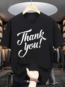 Men's Fashionable Printed Short Sleeve T-Shirt For Summer - 黑色 - 查看 1