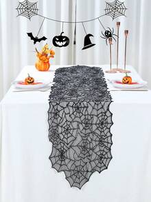 1 pezzo Runner da tavolo a ragnatela nera per Ognissanti, Tovaglia a ragnatela, Tovaglia in pizzo nero, Adatta per feste horror di Ognissanti, Tovaglia con motivo a ragnatela nera per Ognissanti, Decorazione per tavolo da pranzo, Decorazione per camino, Regalo di Ognissanti, Regalo perfetto per la decorazione horror della casa di Ognissanti - multicolore - Visualizzare 9