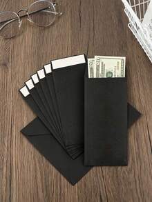 Black Kraft Paper Self-Adhesive Envelopes, Cash Envelopes - Wet Glue Tear-Off - Paper Envelopes - Office, Business, Friends And Lovers Communication - Coin Envelopes, For Coins, Checks, Budget, Small Items Storage Bags - Multicolor - View 1
