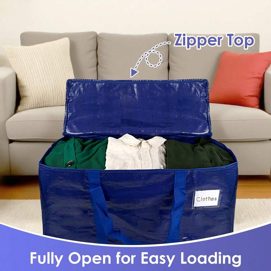 Thickened Large Capacity Moving Backpack Tote Bag, Dual Zipper Design, Durable And Sturdy, Alternative To Moving Boxes, Moving Supplies - Blue - View 1