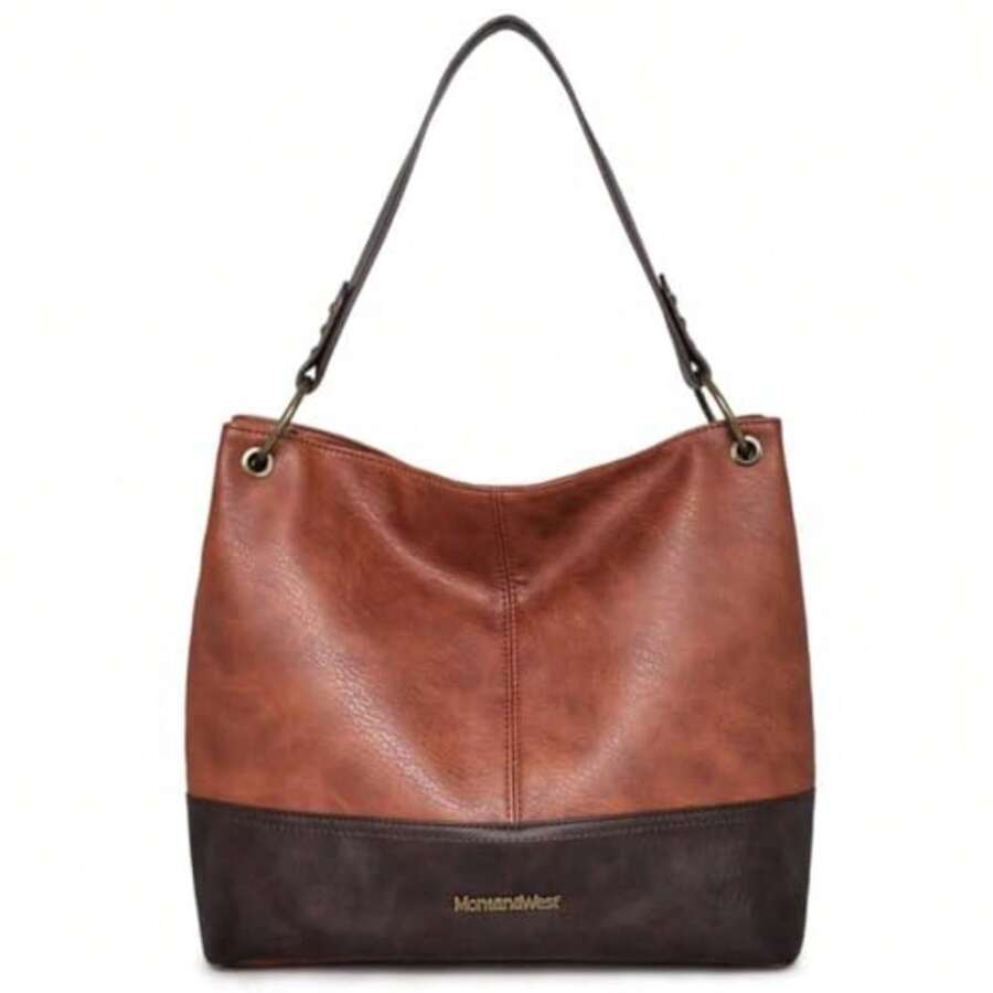Hobo Bag For Ladies Shoulder Handbags With Back Pocket Purses, With Zipper, Purses, With Zipper - A-brown - View 1