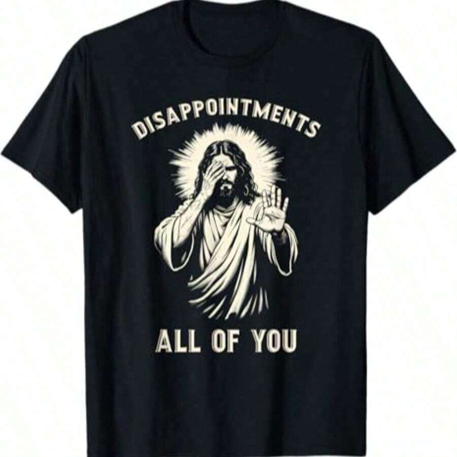 Veenajo Camiseta de algodón 100% con diseño sarcástico "Jesús está decepcionado de todos ustedes", ropa familiar - Verde militar - Ver 1