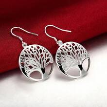 925 Sterling Silver Round Earrings, Elegant Dangle Earrings For Wedding Promises, Fine Hoop Earrings, Simple And High Quality, Versatile For Women. - 空氣 - 查看 12