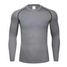 Men Workout Clothes - Grey Long-sleeved Shirt - View 12