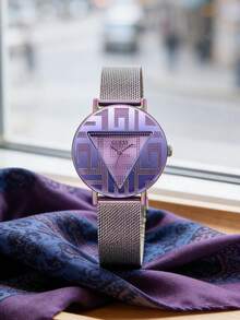 Guess Iconic GW0479L1 Women's Rainbow Purple G Logo Dial Stainless Steel Mesh Strap Watch - Purple - View 1