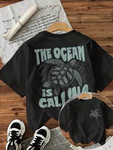 - Graphic Print T-Shirt, Short Sleeve, Crew Neck, Casual Top For Summer And Spring, Women's Clothing, Women's Summer Outfit - Black - View 7