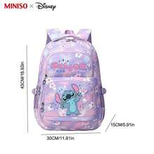 MINISO X Disney Stitch 626 Backpack, Purple Tie-Dye Floral School Bag Suitable For Office Work, Study, And Travel Use - Light Purple - View 4