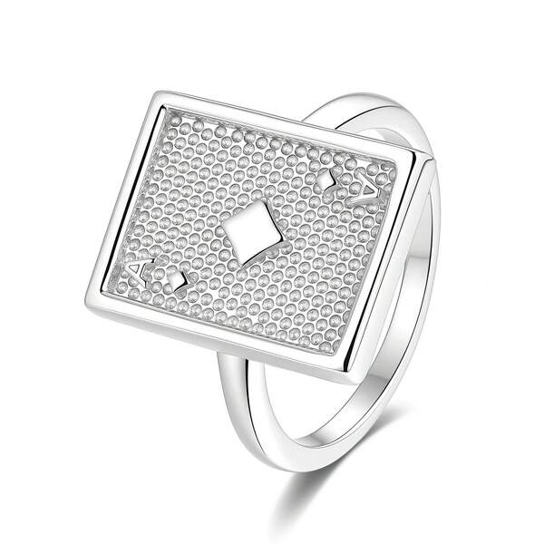 1 chiếc nhẫn bạc S925 hình vuông A Poker, nhẫn may mắn tài lộc, mạ vàng 18K, không gây dị ứng, phù hợp cho nam và nữ, thắng mọi ván cược