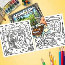 24-Page Thick Paper Spring Themed Coloring Book, Includes Camping, Nature, Forest, Outdoor Scenery And Other Cute, Warm Spring Themes, Suitable For Children And Adults, Perfect Gift For Valentine's Day, Children's Day, Christmas, Halloween, Birthday, Parties - Comfortable Coloring Book/Spring/Children - View 5