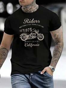 Men's T-Shirt 2026, Comfortable, Round Neck, Casual, Cotton, Short Sleeve, Soft And Breathable, Men's Clothing, Summer And Spring Top, Streetwear Style, Cotton Fabric, Letter Print, Y2K Homme, Summer, Oversize, Solid Color. - Schwarz - 查看 1