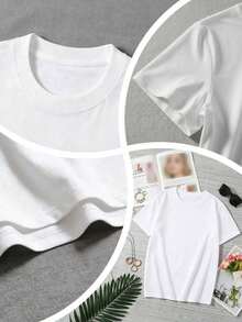 1 Piece Nana Strong Women's White Printed T-Shirt, Round Neck, Casual Cotton T-Shirt, Medium Elasticity Knit Fabric, Regular Fit For Ladies, For Spring/Summer/Autumn, 180g 100% Cotton - 白色 - 查看 3