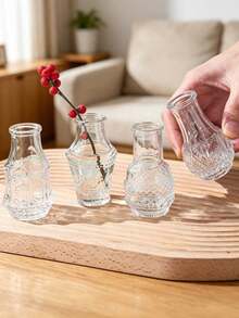 1/10/20-Piece Bohemian-Style Glass Vase Set | Rustic Wedding Mini Vintage Embossed Glass Vases, Home And Table Decorations, Aromatherapy Bottles, Suitable For Home Flower Arrangements, Wedding Decorations, Room Decorations, Etc. - Multicolor - View 5