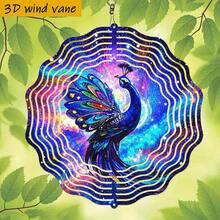 1pc 3D "Peacock Dancing In Colorful Universe" Rotating Wall Decor, 10in*10in With Swivel Hook, 360° DIY Creative Wind Spinner, Suitable For Mother's Day, Father's Day, Women - Multicolor - View 7