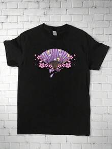 Unisex T-shirt i ren bomull,  Usagi-fan-tröja, sommar-T-shirt, blus, basplagg, kreativ design, utomhuslek, cool stil, rolig design, perfekt för utomhuslek. - Svart - Visa 5