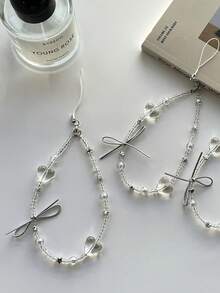 Pink Phone Lanyard, Crystal Shell Phone Strap Wrist Lanyard, Anti-Lost Cord For Camera & Phone - White - View 5