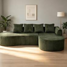 Dagniwak Cloud Sectional Couch With L-Shape Chaise, Modern Modular Sofa With Deep Seat, Upholstered Comfy Couches For Bedroom,No Assembly Required, Boneless Couches For Living Room - 綠色 - 查看 1