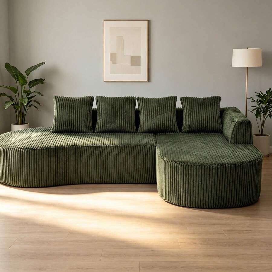 Dagniwak Cloud Sectional Couch With L-Shape Chaise, Modern Modular Sofa With Deep Seat, Upholstered Comfy Couches For Bedroom,No Assembly Required, Boneless Couches For Living Room - 綠色 - 查看 1