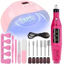 LINMANDA Professional Nail Drill Set, USB Electric Nail Drill, LED Lamp, Gel Nail Dryer, Acrylic Nail Polish Starter Kit, Accessories - 黑色 - 查看 12