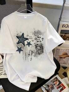 Casual Short-Sleeved, Crew-Neck T-Shirt With A Print, Ideal For Summer. Suitable For Children And Teenagers. Breathable And Sweat-Wicking. - 淺灰色 - 查看 1