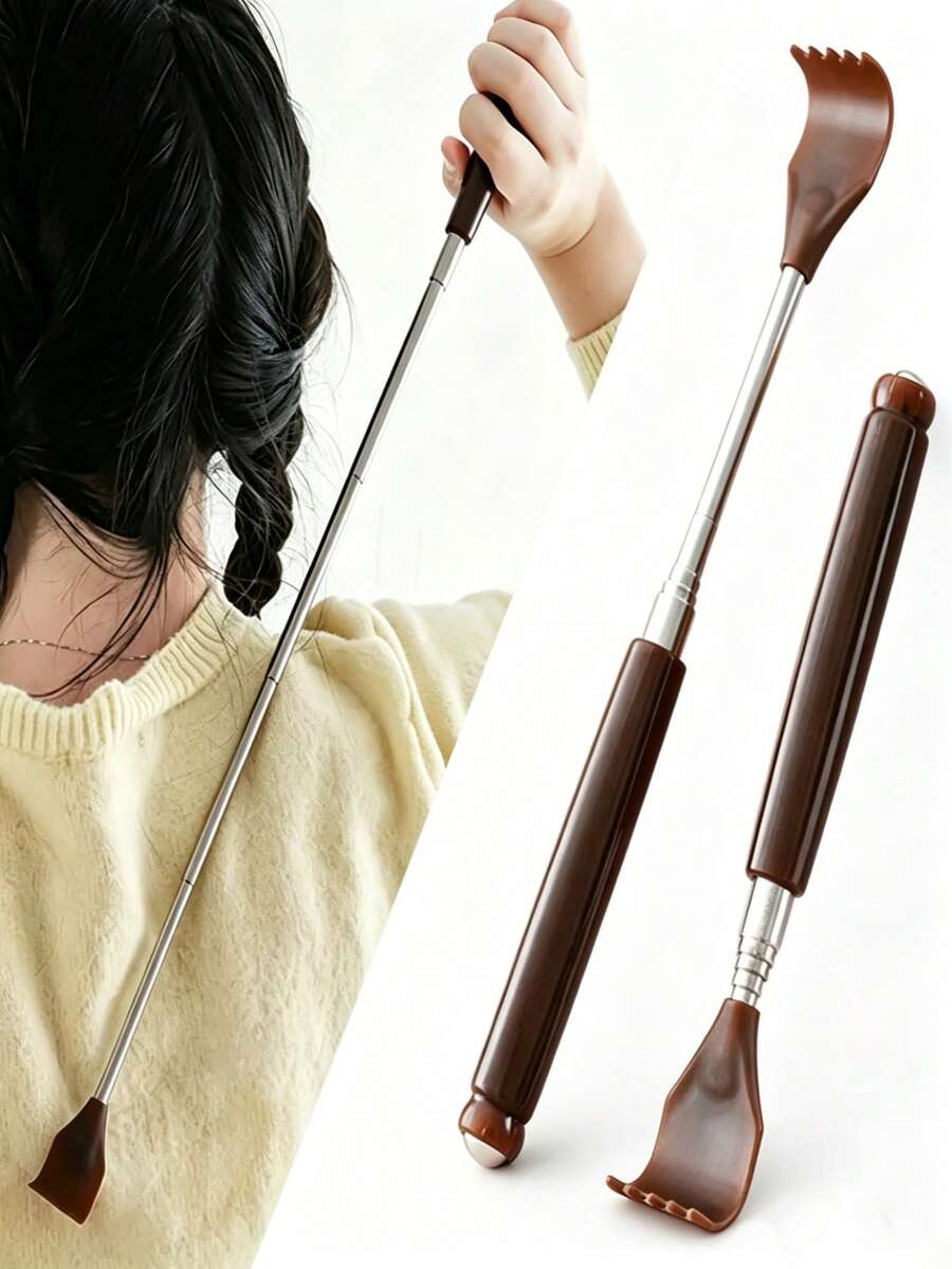 2入/1入可伸縮不鏽鋼抓背器 手部按摩器 背部按摩器 全身抓癢工具 人體工學設計手把 適用於難以觸及區域 便攜式抓癢刷 男女適用 父母與青少年的完美禮物 無需他人協助 含按摩球頭 4段式伸縮設計 戶外用品 家居裝飾 家居必需品 適合家庭 女性禮物 男性禮物 母親節禮物