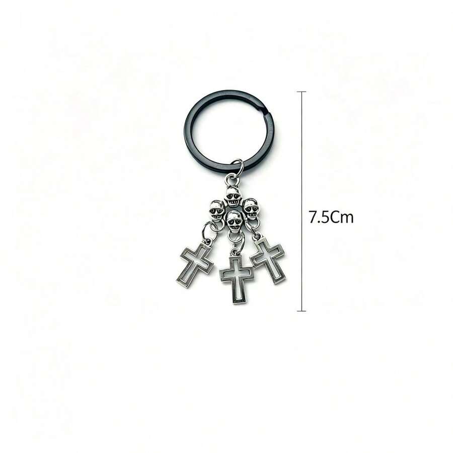 Gothic Style Skull Keychain, Creative Skull Decor Pendant, Suitable For Daily Wear Or Gift, Zinc Alloy Keyring, All Year Round - Antique Silver - View 1