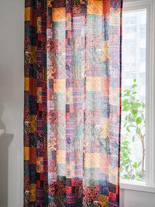 Bubaba 1pc Colorful Patchwork Pattern Blackout Curtains, Bohemian Rectangular Vintage Style Decorative Window Curtains Suitable For Party, Cafe, Gym, Bedroom, Living Room, Dining Room, Kitchen, Home Use, All Season - Multicolor - View 3