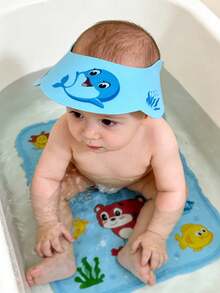 Gorro de ducha impermeable de dibujos animados, gorro de baño para champú de bebé, gorro de ducha portátil, sombrero para el sol, patrón de pato y delfín lindo - Protección de oídos de alta calidad - Multicolor - Ver 7