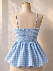 Camiseta vintage a cuadros de verano para mujer de , para graduación, vacaciones, boda, universidad, informal, holgada y cómoda. - Amarillo - Ver 5