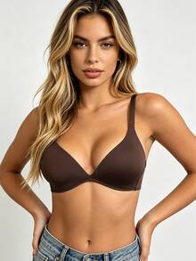 3pcs/Set Women V-Neck Comfortable Wireless Soft Cup Solid Color Bras - Multicolor - View 7