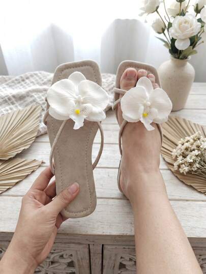Sandal đế vuông kiểu Pháp, màu trơn, thanh lịch, thoải mái, thích hợp cho kỳ nghỉ hè, đi biển, làm từ nhung mềm mại, dễ mang, dành cho nữ.