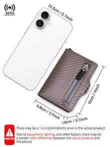 男士 RFID 防盜信用卡錢包，極簡風超薄多功能純色編織壓紋三折錢包，附卡槽與 ID 視窗，RFID 技術信用卡夾，適合送給男友、父親、丈夫，旅行商務禮物 - 灰色 - 查看 4