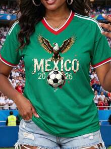 Jersey de Fútbol para Mujer México 2026 con Águila - Estilo Deportivo Oversize Verde - Verde-3 - Ver 2