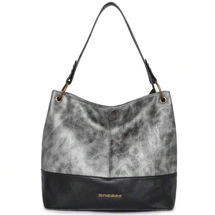 Hobo Bag For Ladies Shoulder Handbags With Back Pocket Purses, With Zipper, Purses, With Zipper - A-pewter - View 1
