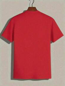 Figure Of A Basketball Player Jumping Towards The Basket Symbolizing Strength And Overcoming On A Women's T-Shirt, 100% Double-Sided Cotton. Y2K Style Sportswear, Round Neck, 100% Cotton, Soft Fabric, Short Sleeve. - 紅色的 - 查看 2